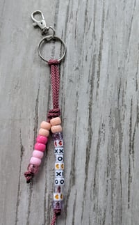 Image 1 of XOXO Beaded Keychain with pink beads 