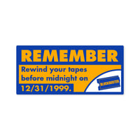 Image 1 of Blockbuster: Remember to Rewind Y2K Parody Laminated Sticker