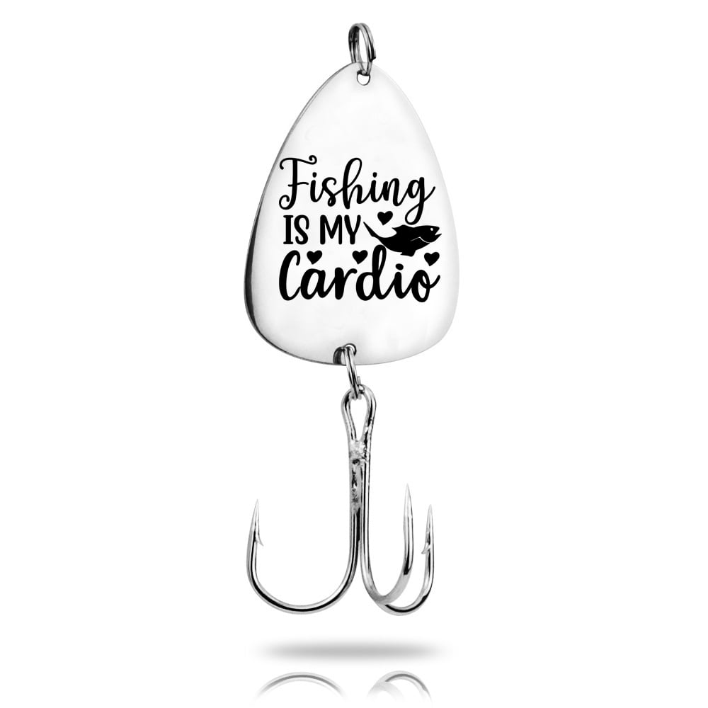Image of Fishing is My Cardio Engraved Metal Fish Hook – Funny Gift for Fishing Enthusiasts and Anglers