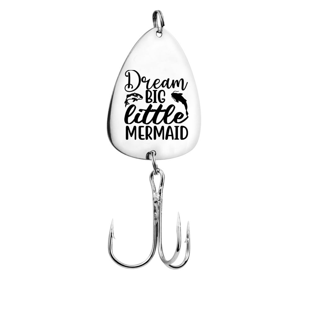 Image of Dream Big Little Mermaid Engraved Metal Fish Hook – Inspirational Gift for Mermaid Lovers and Kids