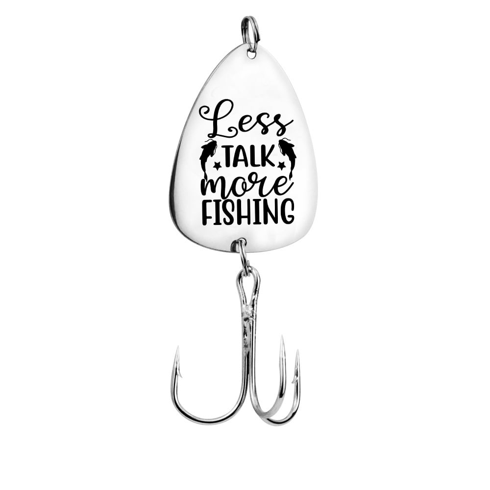 Image of Less Talk More Fishing Engraved Metal Fish Hook – Unique Gift for Anglers and Fishing Enthusiasts