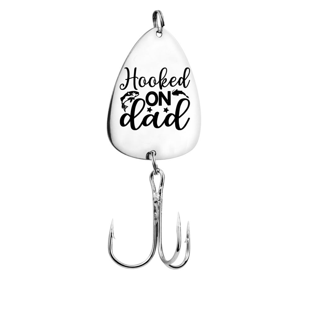 Image of Perfect Father’s Day Gift for Fishing Dads and Kids - Hooked on Dad Engraved Metal Fish Hook