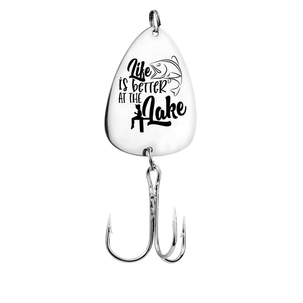 Image of Life is Better at the Lake Engraved Metal Fish Hook – Perfect Gift for Lake Lovers.