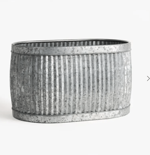 Image of Oval Fluted Tin Planter 