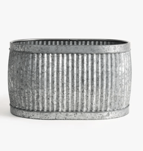 Image of Oval Fluted Tin Planter 