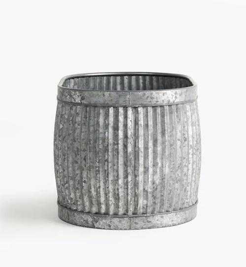 Image of Oval Fluted Tin Planter 