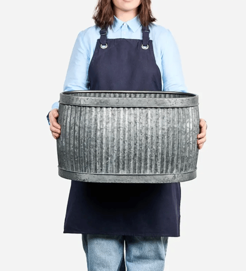 Image of Oval Fluted Tin Planter 