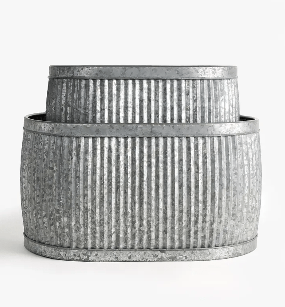 Image of Oval Fluted Tin Planter 