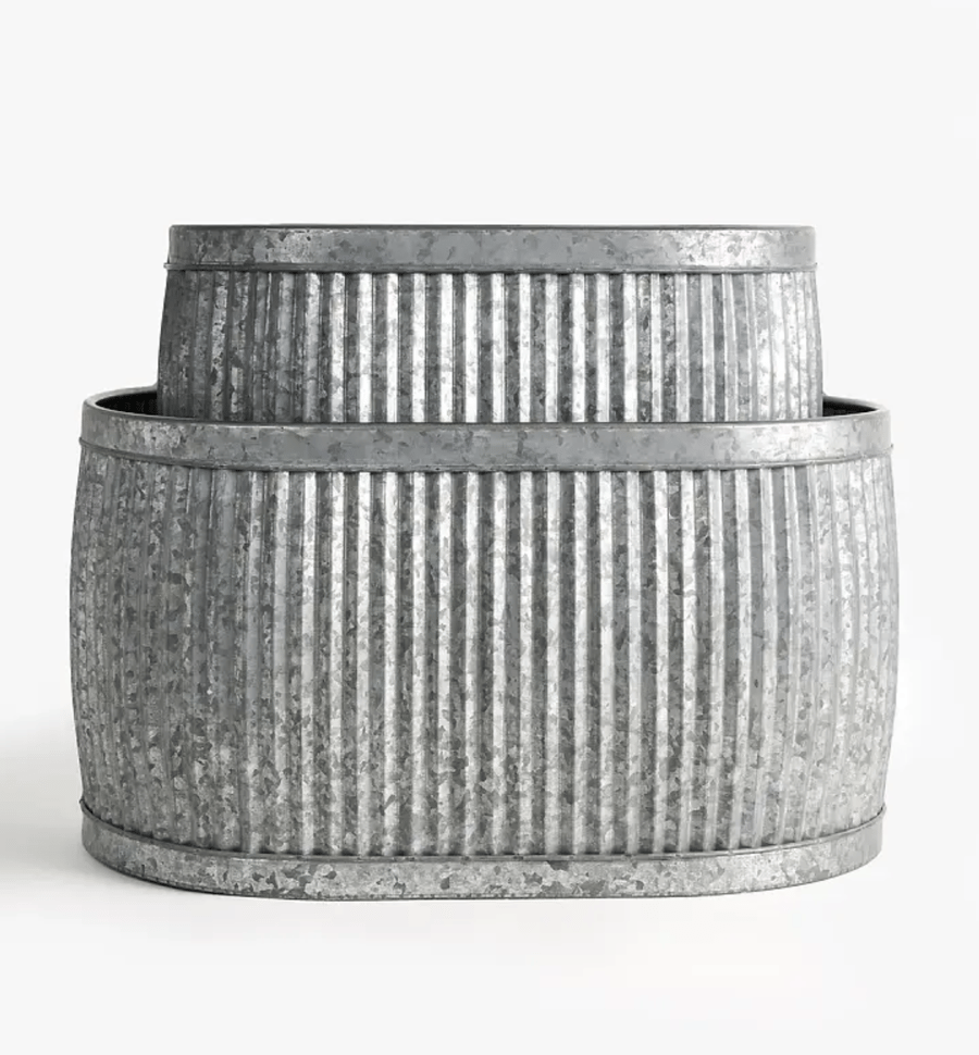 Image of Oval Fluted Tin Planter 