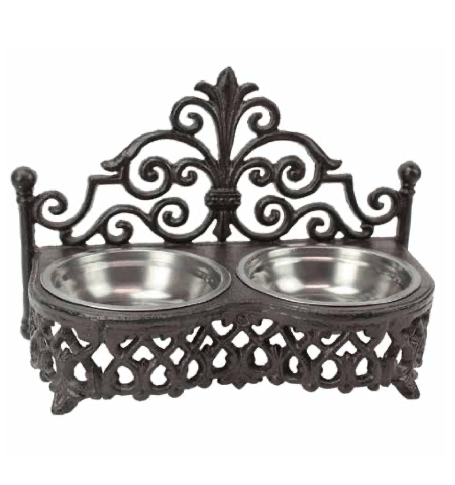 Image of Double Cast Iron Cat Bowl 