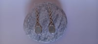 Image 4 of Genuine 'Sea Foam White' Sea Glass, Sterling Silver Rigid Ripple Chain, Open Bezel, Drop Earrings