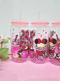 Image 4 of Mickey und Minnie Trinkglas mit Strohhalm und Deckel, 16 Oz