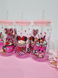 Image 3 of Mickey und Minnie Trinkglas mit Strohhalm und Deckel, 16 Oz