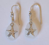 Image 3 of Genuine Sea Glass, Sterling Silver Sea-Star/Starfish Drop Earrings