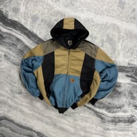 Image 1 of Carhartt Patch Colour Block 90s Y2K Style Reworked Active Hoodie Jacket Size XL