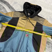 Image 2 of Carhartt Patch Colour Block 90s Y2K Style Reworked Active Hoodie Jacket Size XL