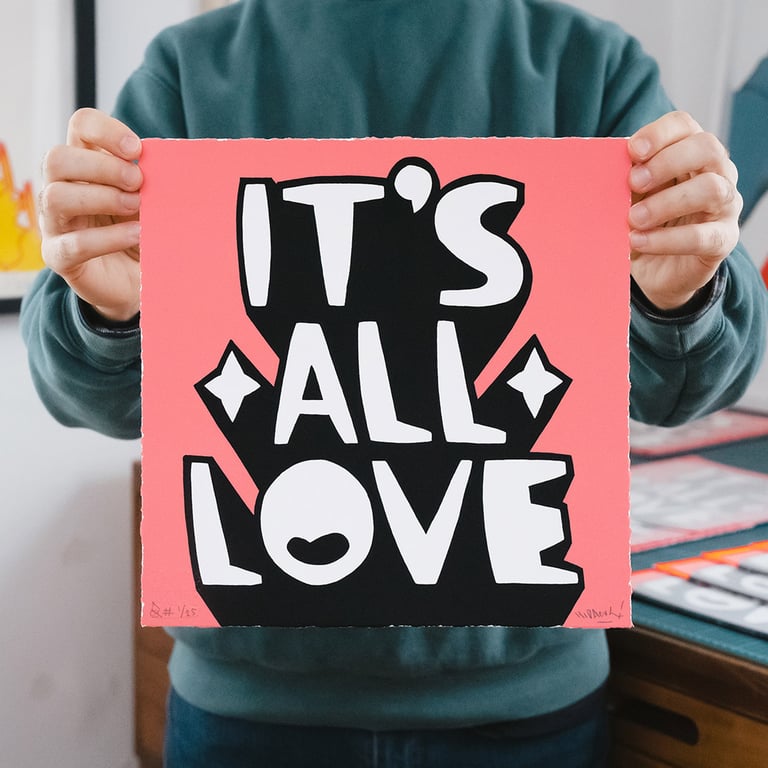 IT'S ALL LOVE (Coral) - limited edition screen print 