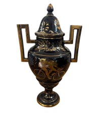 Trophy vase from the Masse Frères pottery in Desvres with gilded decoration of racing cyclists