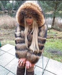 Image 1 of That Bitch! 100% Raccoon Fur coat w/Hood !!Limited!!