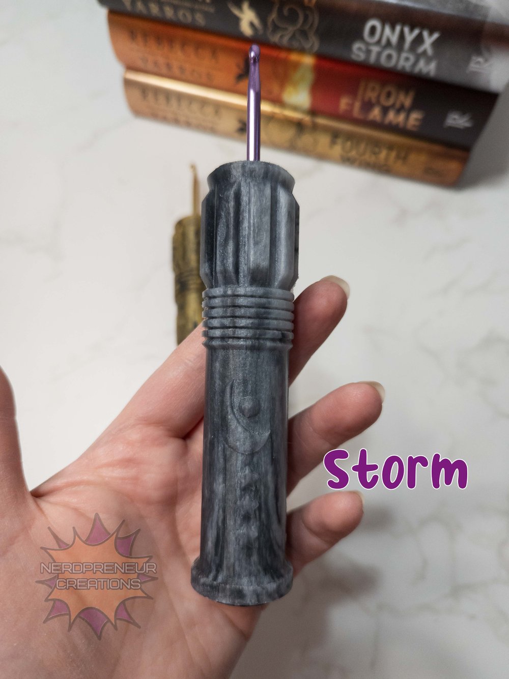 Image of Bookish Adventure Squishy Grips Moon Saber Interchangeable Silicone Crochet Hook Grip