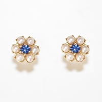 Image 1 of Pearl Daisy Blue Sapphire Earring