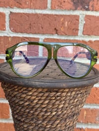 Image 1 of Green Aviator Style Clear Glasses