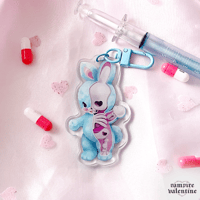Image 1 of Strange Sweeties Skeleton Bunny 2.5" Anatomy Acrylic Charm Keychain