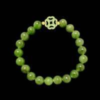 Image 2 of Jade Energy Bracelet Four Leaf Clover (Faith, Love, Hope, Good Fortune) 