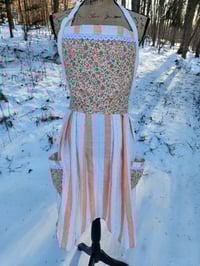 Image 1 of Linen Retro Creamsicle Pinafore Apron 