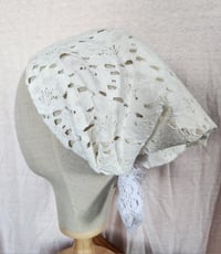 Image 1 of White Cotton Lace Covering with Ties