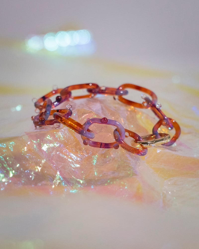 Image of dew drop link bracelet in nebula