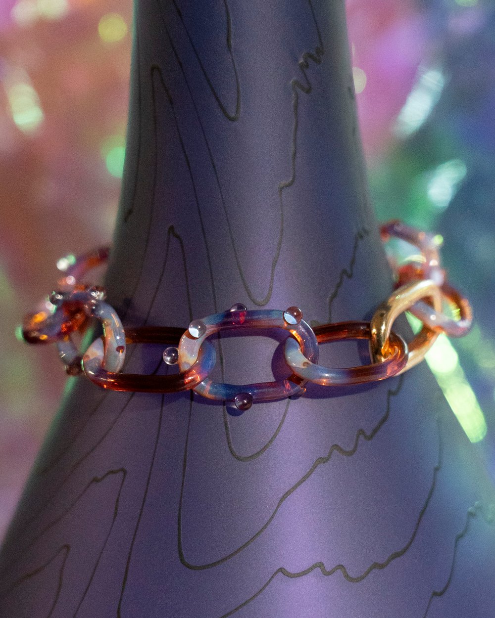 Image of dew drop link bracelet in nebula
