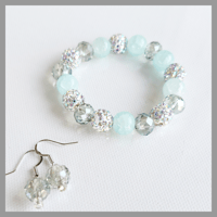 Image 1 of NEW!!! Bright Sea Mist Glitter Bracelet and Sea Mist Earrings for Kids Teens Girls 