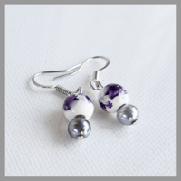 Image 3 of NEW!!! Pretty Lilac and Gray Bracelet and Pretty Lilac and Gray Earrings for Kids Teens Girls 