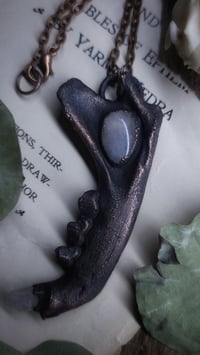 Image 4 of Moonstone Cat Jawbone Aura Quartz Amulet