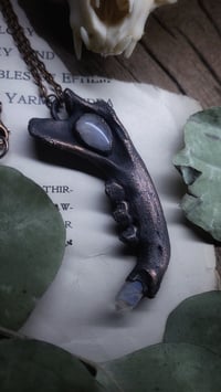 Image 2 of Moonstone Cat Jawbone Aura Quartz Amulet