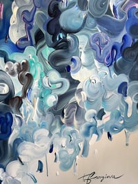 Image 2 of 🔴'Noir descendens' - 122x122cm, FRAMED in Natural Oak