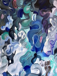 Image 3 of 🔴'Noir descendens' - 122x122cm, FRAMED in Natural Oak