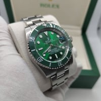Image 1 of Rolex Style - Green on Green w/ Silver Band (DateJust)
