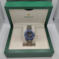 Image 3 of Rolex Style - Black on Blue w/ Silver Band (DateJust)
