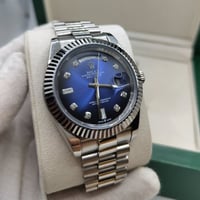 Image 1 of Rolex Style - Blue on Silver w/ Silver Dress Band (Day-Date)