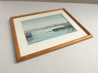 Image 3 of Vintage Hartlepool Linocut Engraving Print, Sea Pier & Factories, Signed N. Howard 1985, Framed 