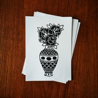 A5 Vase & Roses Linocut Print