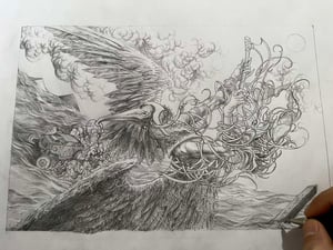 Image of Magic The Gathering Aetherdrif original Swiftwing Assailant preliminary sketch