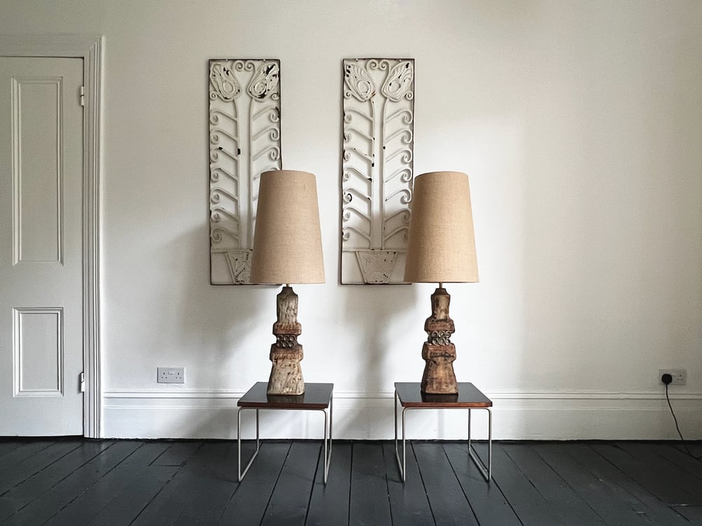 Image of Set of Two Art Nouveau Screens with Floral Patterns