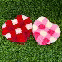 Image 2 of Gingham Heart Tufted Coasters