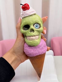 Image 3 of Green Skull Ice Cream with Cherry