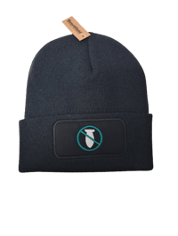 Image of Embroided Black Beanie Hat