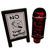 Image 2 of "No fingerboarding" A-frame sign. 