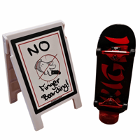 Image 1 of "No fingerboarding" A-frame sign. 